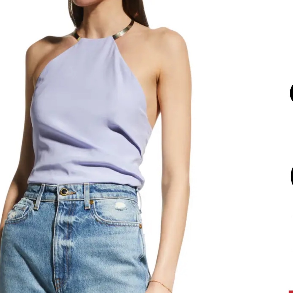 GAUGE81 OGUNI GOLD HARDWARE LILAC SILK HALTER TOP